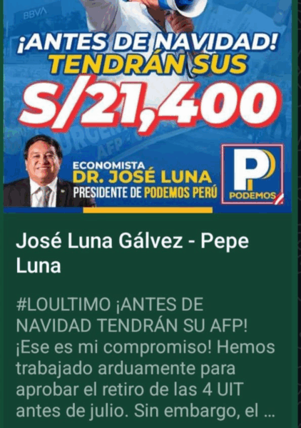 Congresista Luna sufre gran derrota política al no aprobarse retiro de AFP